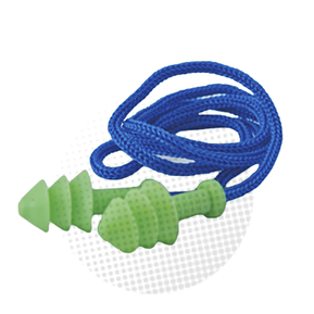 protector color verde fluo, cordón azul