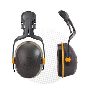 protector gris oscuro y amarillo para uso con casco