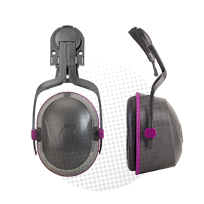 protector gris oscuro y violeta para uso con casco